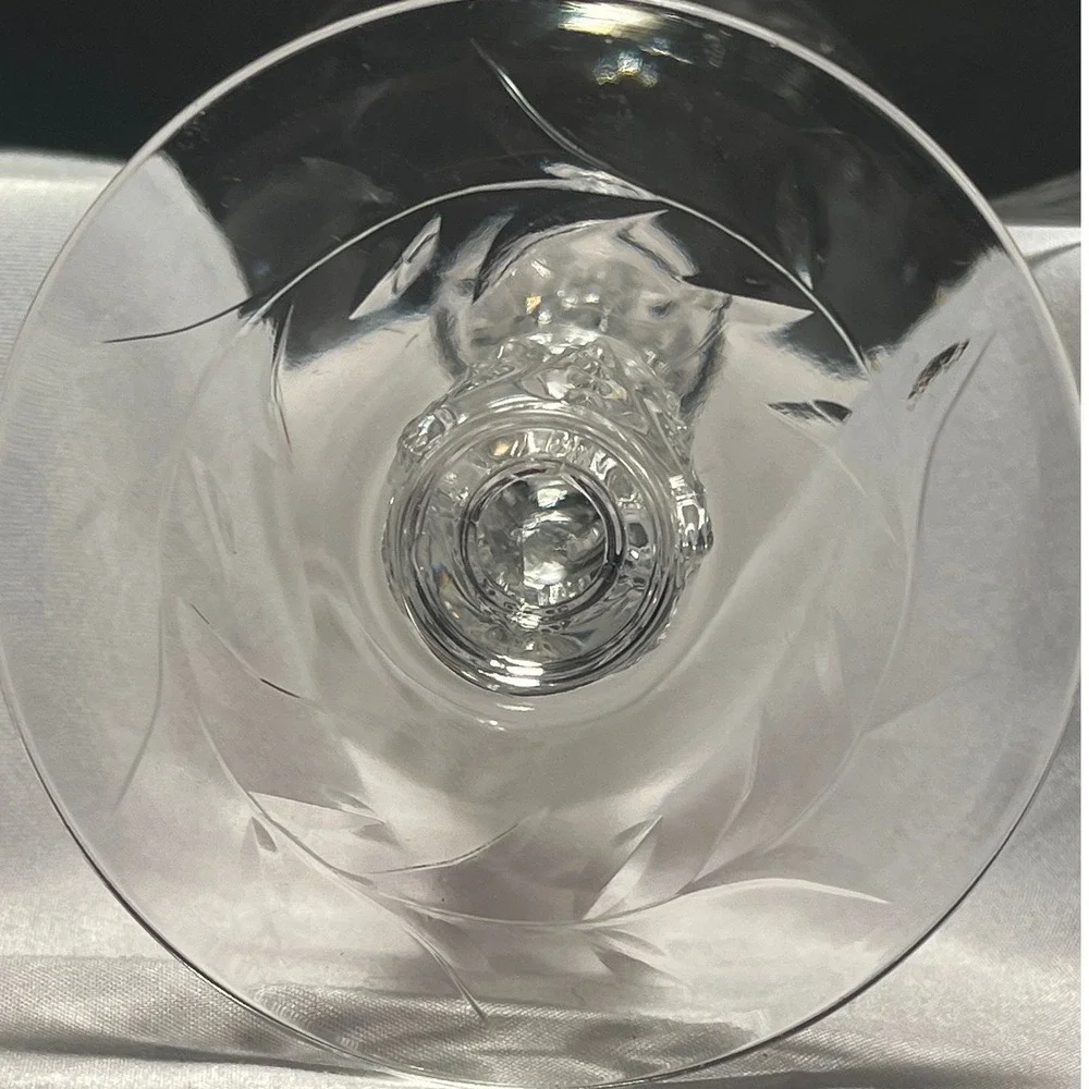 Vintage Heisey Crystal Tall Champagne Coupe Sherbet Glasses Set of 2 Clear 6in